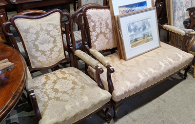 Lot 814 - An Edwardian mahogany two seat sofa and a...