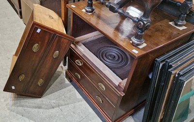 Lot 830 - A converted mahogany commode with pull-out...