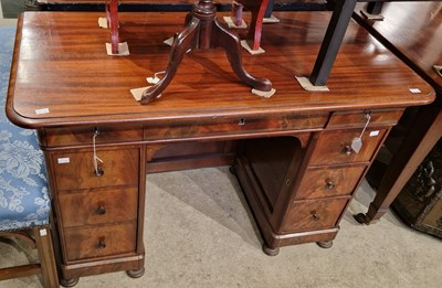 Lot 854 - A 19th century mahogany pedestal desk, 112cm...