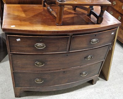 Lot 879 - A 19th century mahogany bowfront chest of two...