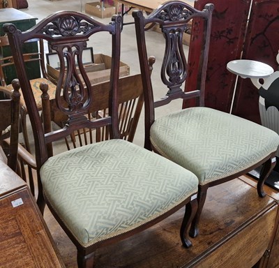 Lot 886 - A pair of Edwardian mahogany bedroom chairs...