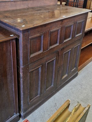 Lot 935 - A 19th century oak chest, the hinged...