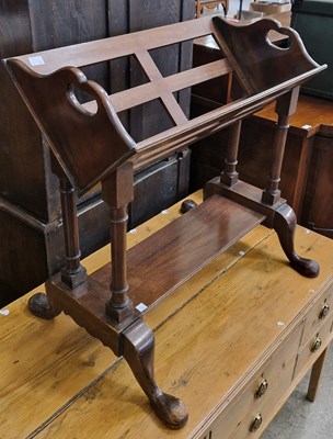 Lot 938 - A mahogany book stand, 59cm wide x 61cm high.