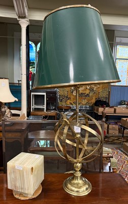 Lot 943 - A brass table lamp and shade, approximately...