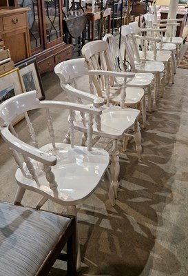 Lot 989 - A collection of eight white painted chairs,...