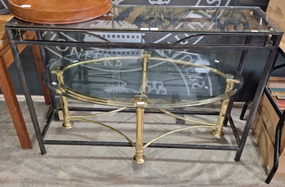 Lot 999 - A metal and glass rectangular console table,...