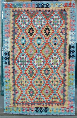 Lot 1014 - A Chobi Kilim, the rectangular abrashed orange...