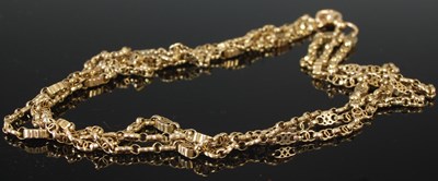 Lot 306A - A 9ct gold three strand Albert chain /...