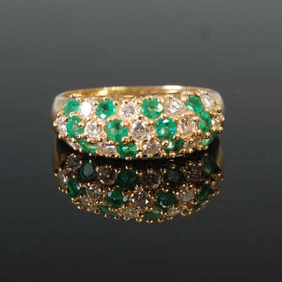 Lot 306D - A yellow metal diamond chip and emerald chip...