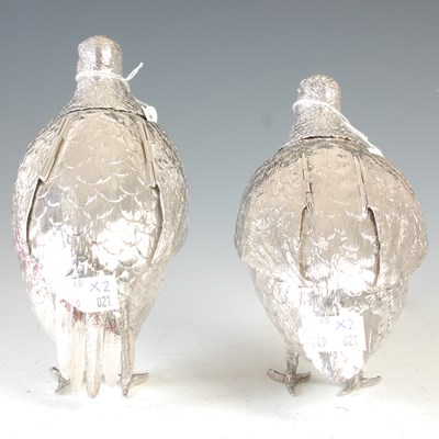 Lot 189 - Two silver table partridges, both with hinged...