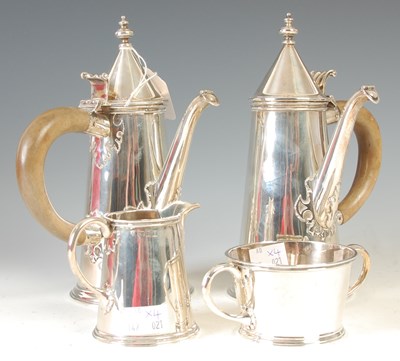 Lot 172B - A London silver four piece cafe-au-lait /...