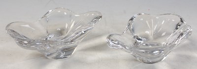 Lot 1 - Two similar Daum clear glass dishes, etched...