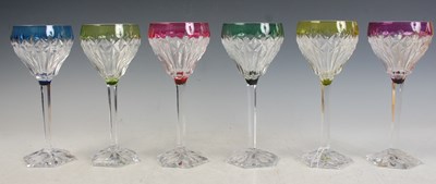 Lot 9 - A set of six clear and coloured glass Hock...