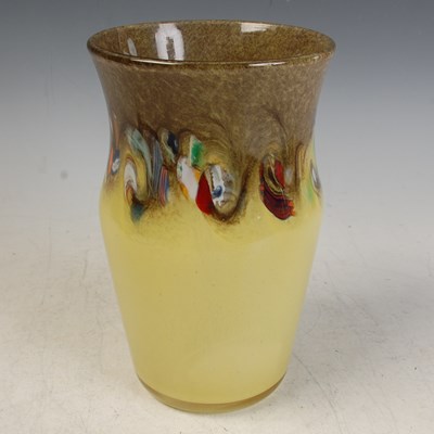 Lot 10 - A yellow ground Strathearn glass vase...