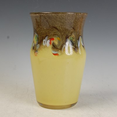 Lot 10 - A yellow ground Strathearn glass vase...