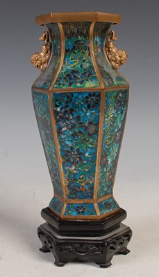 Lot 30 - A Chinese cloisonne hexagonal shaped vase,...