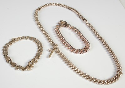 Lot 73 - A white metal Albert chain, faintly stamped...