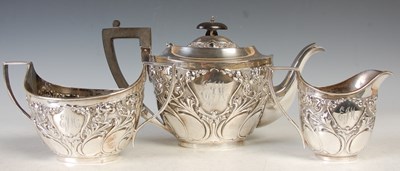 Lot 116 - A Sheffield silver three piece tea set with...