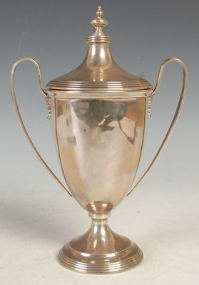 Lot 125 - A Sheffield silver twin handled cup and cover,...