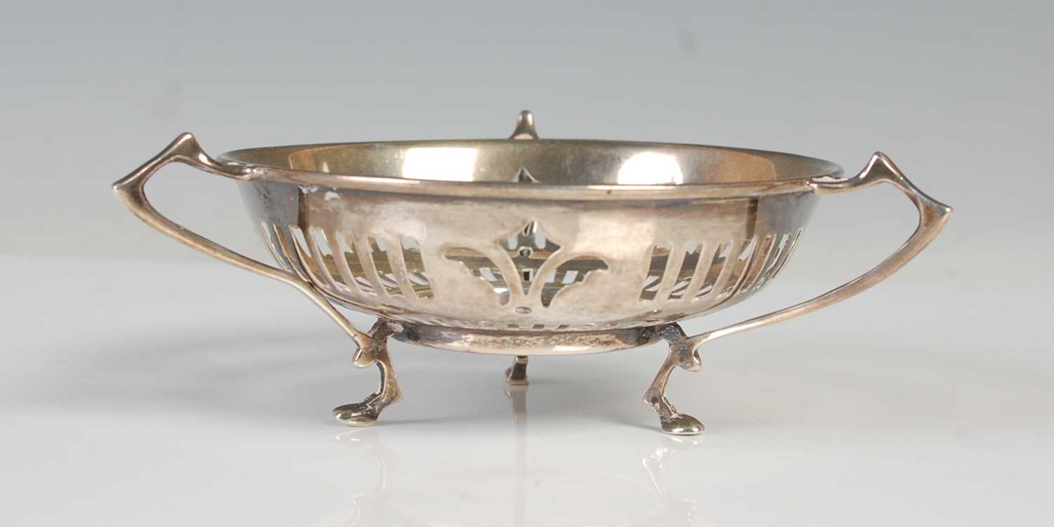 Lot 144 - A Birmingham silver three handled bon-bon dish...