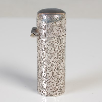 Lot 145 - A Birmingham silver cylindrical perfume bottle,...