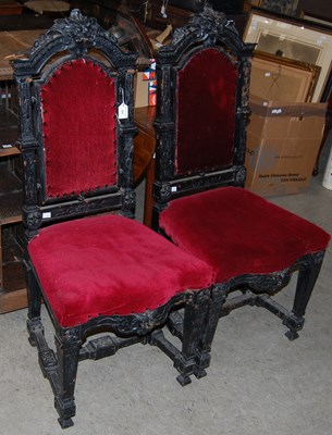 Lot 763 - A pair of late 19th century ebonised hall...