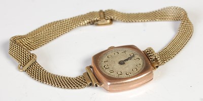 Lot 212 - A vintage 9ct gold cased bracelet watch, with...