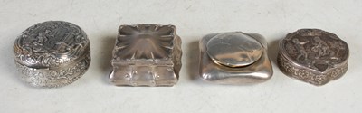 Lot 234 - Four assorted sterling silver pill/ trinket...