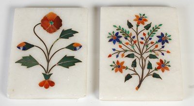 Lot 239 - Two Indian Pietra Dura rectangular plaques,...