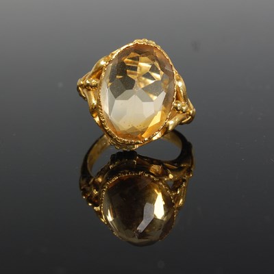 Lot 287 - A Chinese yellow metal and citrine single...