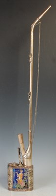 Lot 369 - A Chinese white metal and cloisonne decorated...