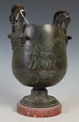 Lot 386 - A late 19th century Roman style bronze twin...