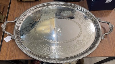 Lot 390 - A late 19th century electroplated twin handled...