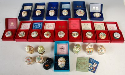 Lot 395 - Box - a collection of Halcyon Days enamel...