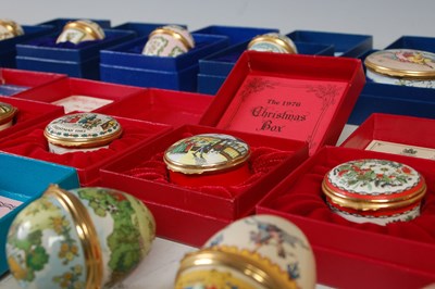 Lot 395 - Box - a collection of Halcyon Days enamel...