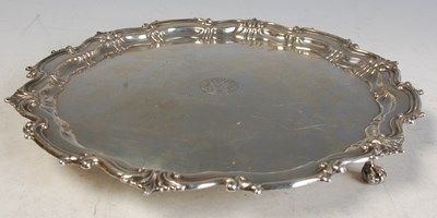 Lot 122A - A Sheffield silver salver, with scalloped rim...