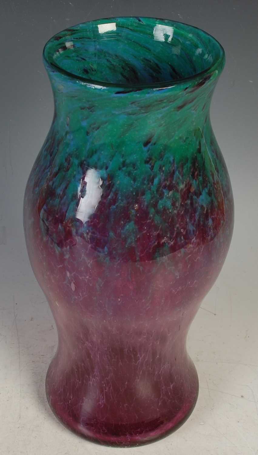 Lot 724 - A Monart glass vase, shape M, mottled green,...