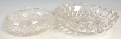 Lot 408 - A cut glass shallow bowl, 23cm diameter;...