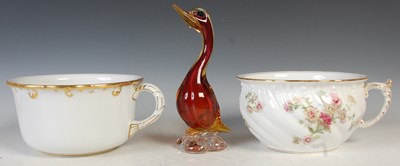 Lot 411 - A Limoges porcelain chamber pot with printed...
