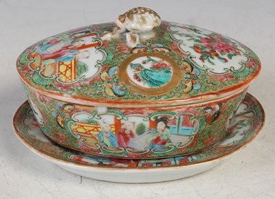 Lot 417 - A Chinese porcelain famille rose canton oval...