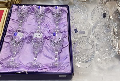 Lot 420 - A box of six Edinburgh Crystal wine glasses;...
