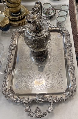 Lot 422 - An electroplated twin handled serving tray...