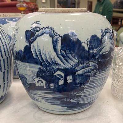 Lot 426 - A Chinese porcelain blue and white jar, Qing...