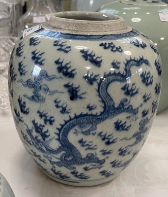 Lot 428 - A Chinese porcelain blue and white jar, Qing...