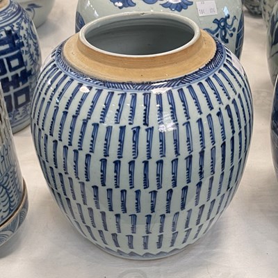 Lot 433 - A Chinese porcelain blue and white jar, Qing...