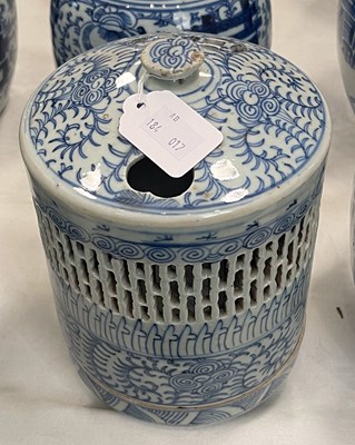 Lot 434 - A Chinese blue and white porcelain reticulated...