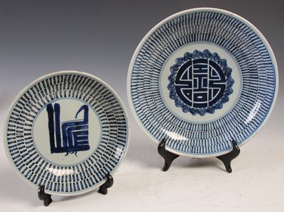 Lot 817 - A Chinese porcelain blue and white dish, Qing...