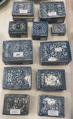 Lot 447 - A collection of eleven assorted Chinese blue...