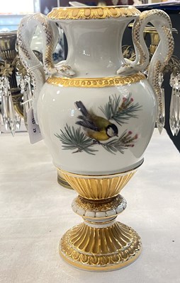 Lot 454 - A Meissen porcelain twin handled urn,...