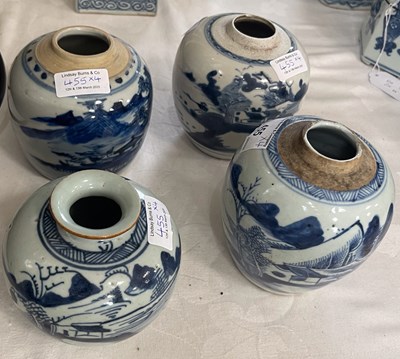 Lot 455 - A group of four Chinese porcelain blue and...